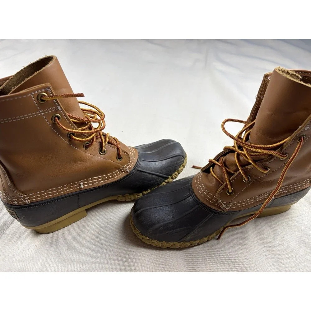 LL Bean Women Duck Boots Size 8 M Brown Leather Waterproof 8